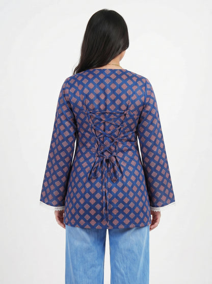 Blue Diamond Print Kurti