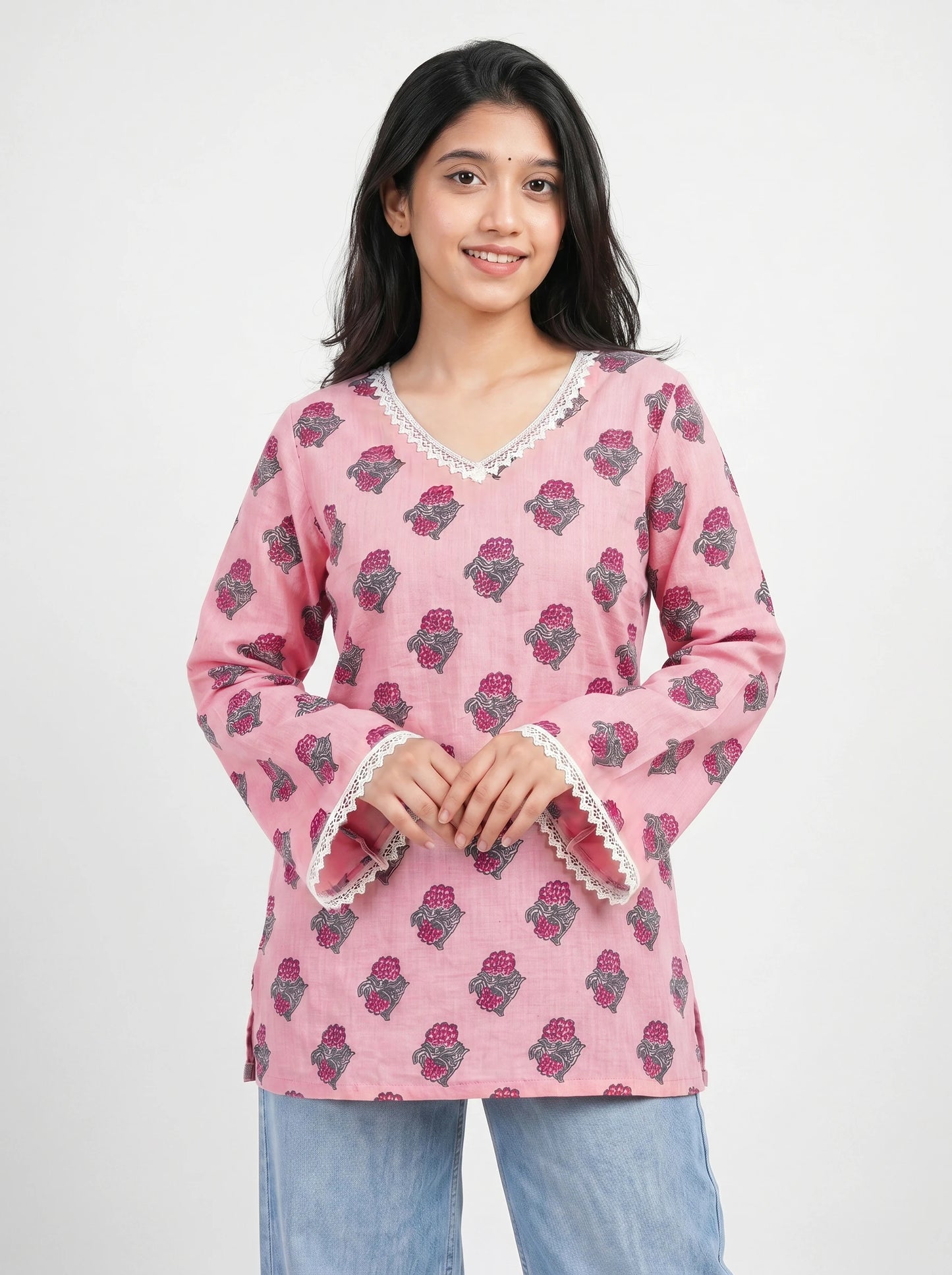 Graceful Peach Print Kurti