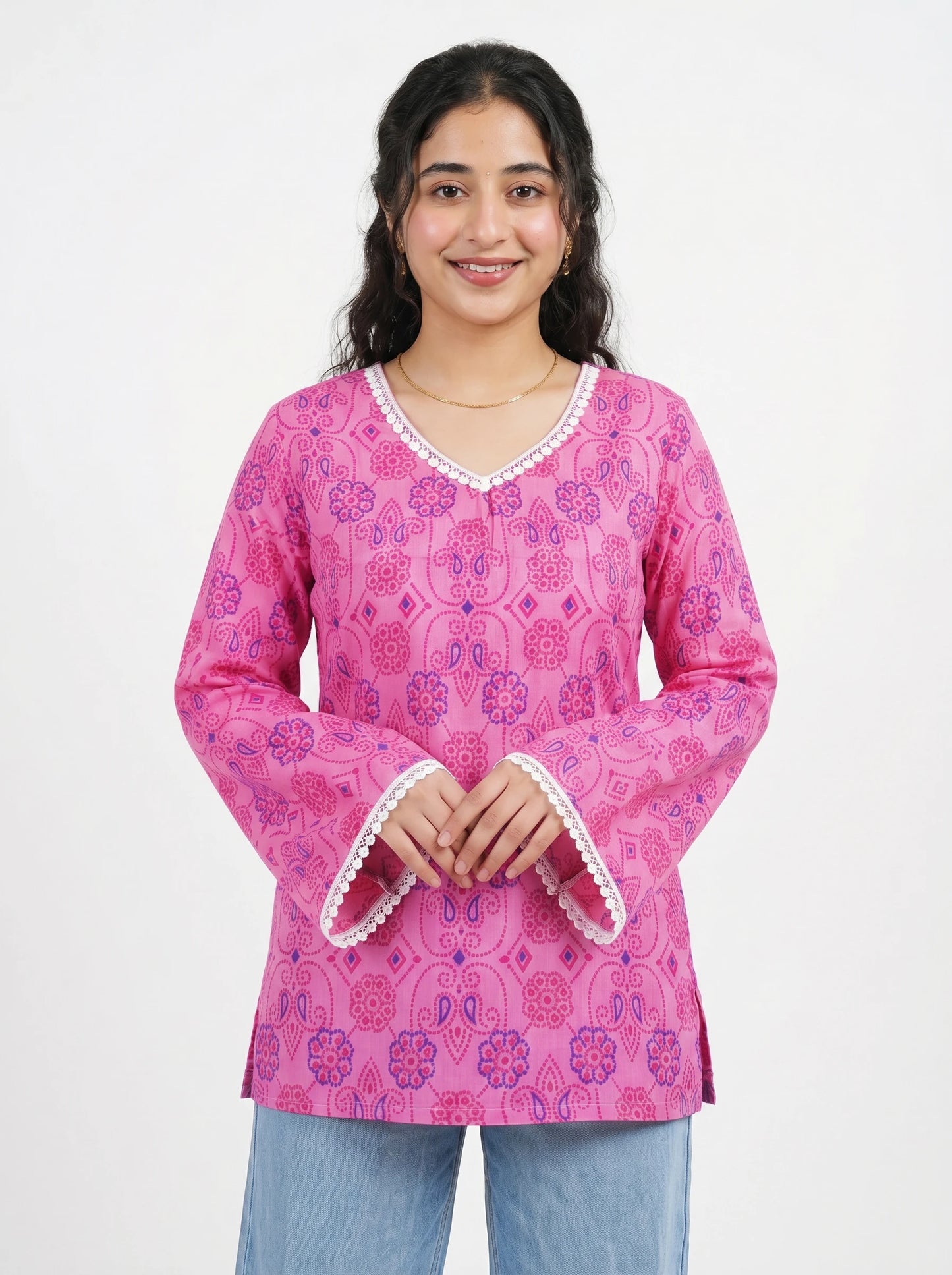 Phoolkari Pink Kurti