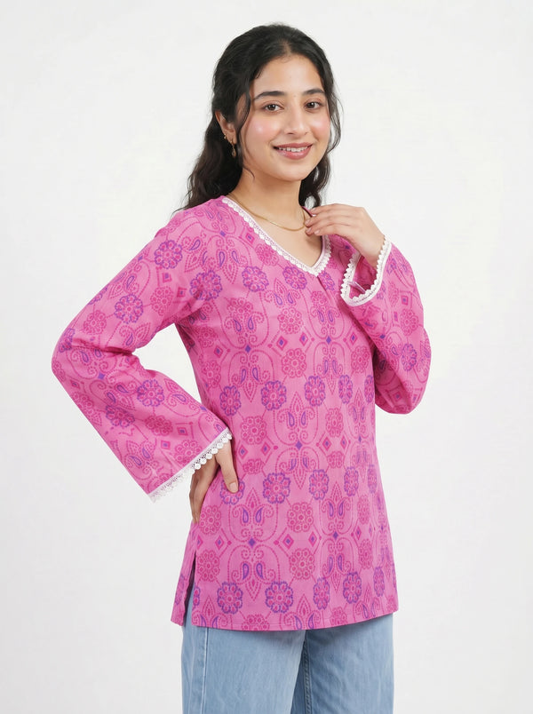 Phoolkari Pink Kurti