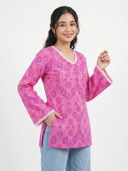 Phoolkari Pink Kurti