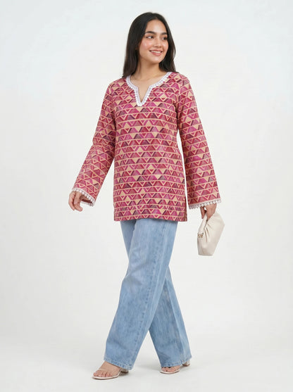 Rosewood Geometric Kurti